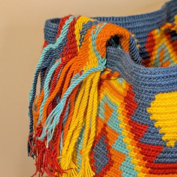 Wayuu Bag Mochilla Crocheted Tapestry Tassels Handmade Cotton - OS - Picture 4 of 5